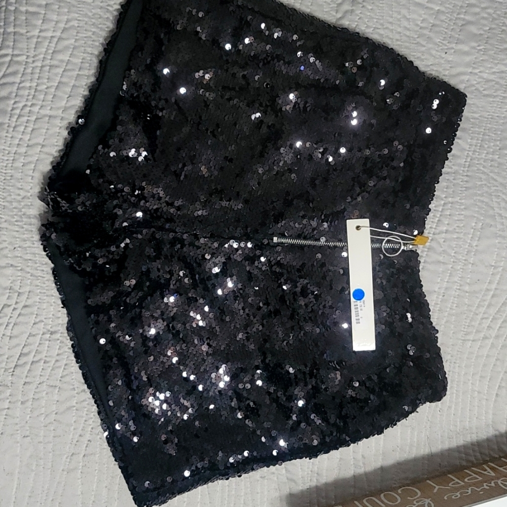 Sequin black shorts